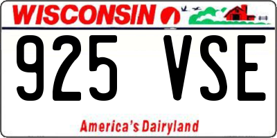 WI license plate 925VSE