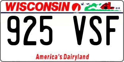 WI license plate 925VSF