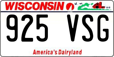WI license plate 925VSG