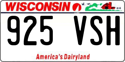 WI license plate 925VSH