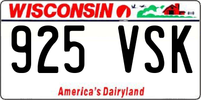 WI license plate 925VSK