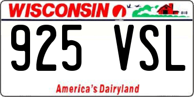 WI license plate 925VSL