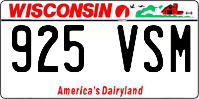 WI license plate 925VSM