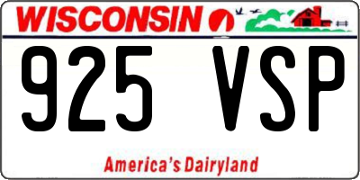 WI license plate 925VSP