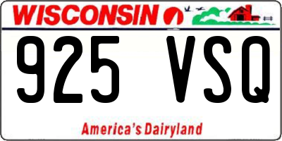 WI license plate 925VSQ
