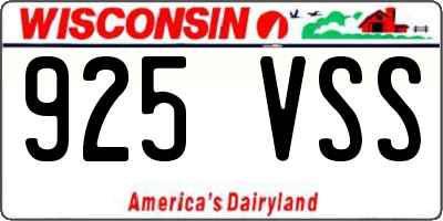 WI license plate 925VSS