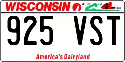 WI license plate 925VST
