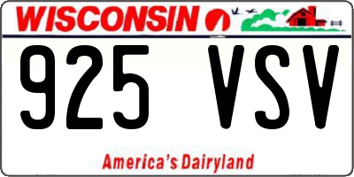 WI license plate 925VSV