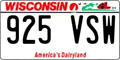 WI license plate 925VSW
