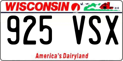 WI license plate 925VSX