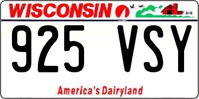 WI license plate 925VSY