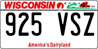 WI license plate 925VSZ