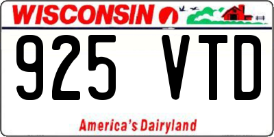 WI license plate 925VTD