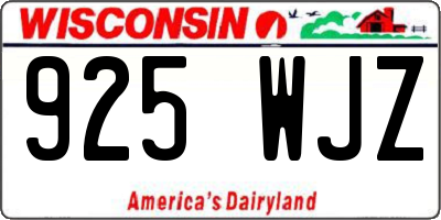 WI license plate 925WJZ