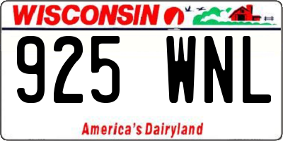 WI license plate 925WNL