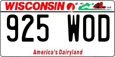 WI license plate 925WOD