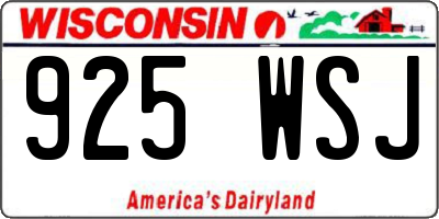 WI license plate 925WSJ