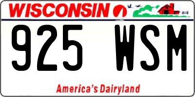 WI license plate 925WSM