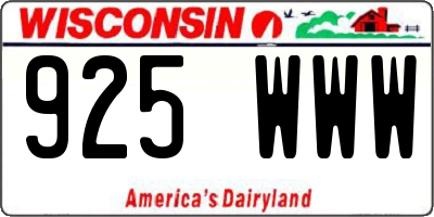WI license plate 925WWW