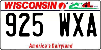 WI license plate 925WXA
