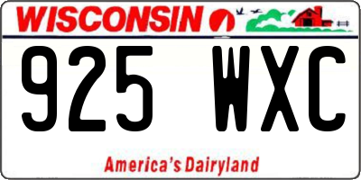 WI license plate 925WXC
