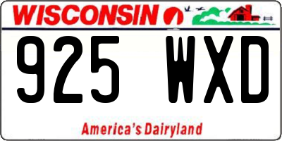 WI license plate 925WXD