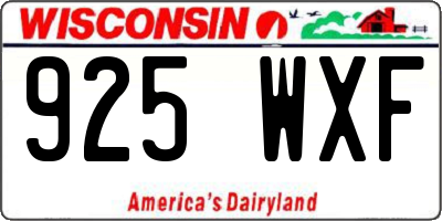 WI license plate 925WXF
