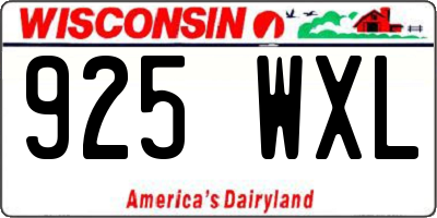 WI license plate 925WXL