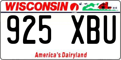 WI license plate 925XBU
