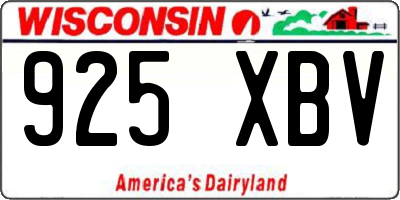 WI license plate 925XBV