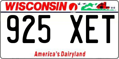 WI license plate 925XET