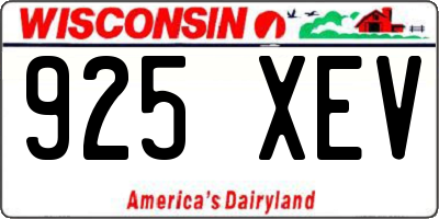 WI license plate 925XEV