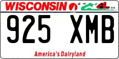 WI license plate 925XMB