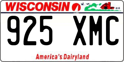 WI license plate 925XMC