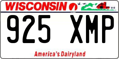 WI license plate 925XMP
