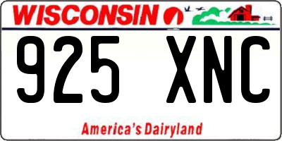 WI license plate 925XNC