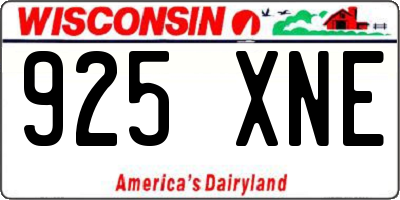 WI license plate 925XNE