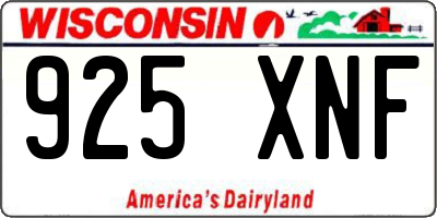 WI license plate 925XNF
