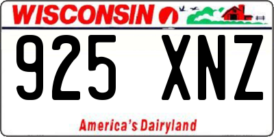 WI license plate 925XNZ