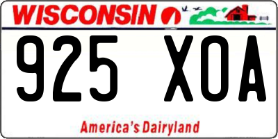 WI license plate 925XOA