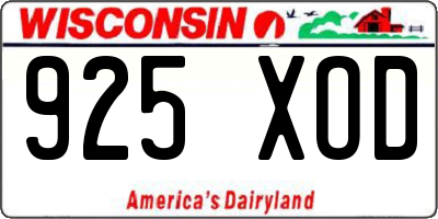 WI license plate 925XOD