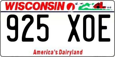 WI license plate 925XOE
