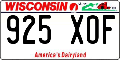 WI license plate 925XOF