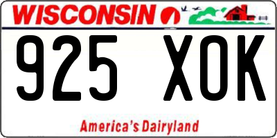 WI license plate 925XOK