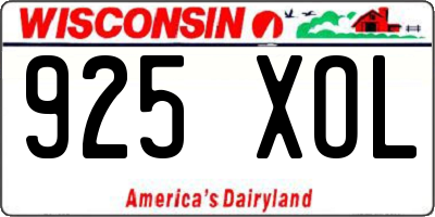 WI license plate 925XOL
