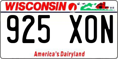 WI license plate 925XON