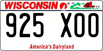 WI license plate 925XOO