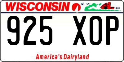 WI license plate 925XOP