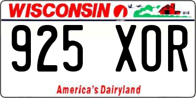 WI license plate 925XOR