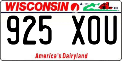 WI license plate 925XOU